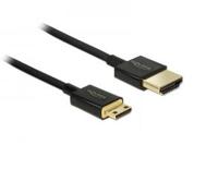 Delock 84778 HDMI-kabel HDMI Aansluitkabel HDMI-A-stekker, HDMI-mini-C-stekker 2.00 m Zwart 4K UHD, Vergulde steekcontacten