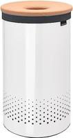 Brabantia Wasbox, Kurken Deksel, Quick-Drop Opening, Uitneembare Waszak Klittenband, Machinewasbaar, Kunststof Onderkant, Ventilatiegaten, Corrosiebestendige Materialen, White, 60L