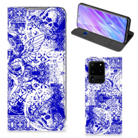 Mobiel BookCase Samsung Galaxy S20 Ultra Angel Skull Blauw