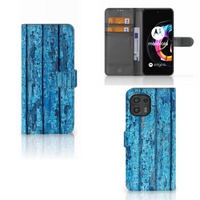 Motorola Edge 20 Lite Book Style Case Wood Blue - thumbnail