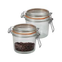 Voorraad/weckpot - 2x - transparant - glas - 10 x 8,5 cm - 350 ml - Le Parfait - thumbnail