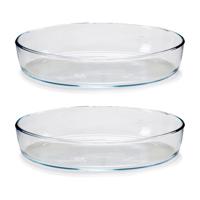 Ovenschaal van borosilicaat glas - 2x - ovaal - 2 Liter - 30,5 x 22 x 6 cm