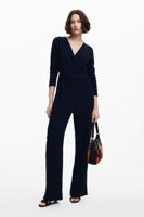 Vloeiende jumpsuit met riem - BLUE - XS