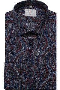 Marvelis Comfort Fit Overhemd blauw/rood, Motief