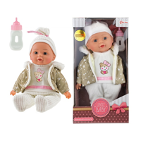 Premium Babypop Met Winterkleren + Flesje - 32 cm