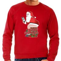 Foute Kersttrui/sweater voor heren - Merry Christmas - rood - Kerstman op de wc - thumbnail