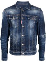 DSQUARED2 veste en jean à effet taches de peinture - Bleu