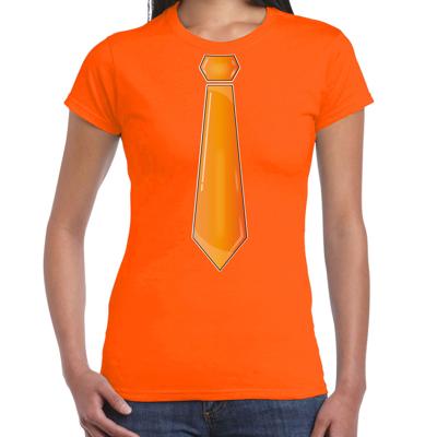 Verkleed t-shirt voor dames - stropdas oranje - oranje - carnaval - foute party - verkleedshirt Verkleed t-shirt voor dames - stropdas oranje - oranje - carnaval - foute party - verkleedshirt
