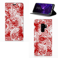 Mobiel BookCase Samsung Galaxy S9 Plus Angel Skull Rood