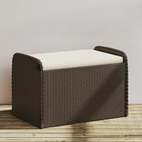 Opbergbankje met kussen 80x51x52 cm poly rattan bruin