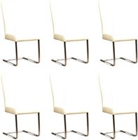 Set van 6 Gebroken witte leren industriële eetkamerstoelen Dare - poot vierkant rvs - Hermes Leer Bianco (gebroken wit leer)