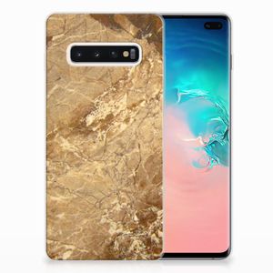 Samsung Galaxy S10 Plus TPU Siliconen Hoesje Marmer Creme