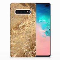 Samsung Galaxy S10 Plus TPU Siliconen Hoesje Marmer Creme - thumbnail