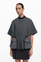 Hondstooth poncho - BLACK - U - thumbnail