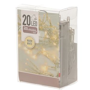 Kerstverlichting - op batterij - warm - wit - 20 lampjes - 2 meter