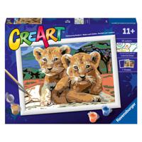 Ravensburger CreArt Schilderen op Nummer Kleine Leeuwenwelpjes - thumbnail