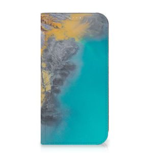 iPhone 15 Plus Standcase Marble Blue Gold