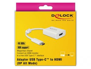 DeLOCK 63937 video kabel adapter 0,1 m USB Type-C HDMI Wit