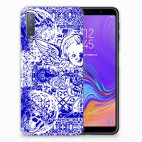 Silicone Back Case Samsung Galaxy A7 (2018) Angel Skull Blauw - thumbnail