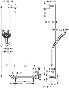 Hansgrohe Raindance Select S 120 Unica-comfort Glijstangset 110 Cm. Links Chroom