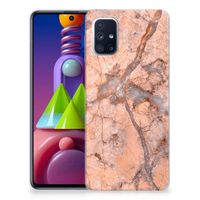 Samsung Galaxy M51 TPU Siliconen Hoesje Marmer Oranje - thumbnail