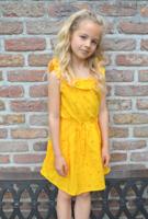 B.Nosy Meisjes jurk met ruffel hals - Cheer banana geel
