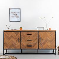 Sohome Dressoir Hawaii Visgraat Teak en staal, 180cm - Bruin - thumbnail