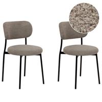 Beliani - CASEY - Eetkamerstoelen set van 2 - Taupe - Bouclé