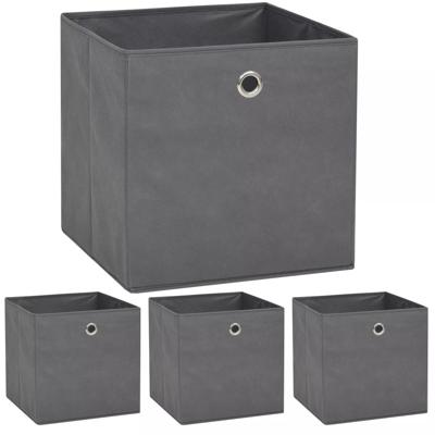 vidaXL Opbergdozen 32x32x32 cm ongeweven stof grijs 4 stuks vidaXL Opbergdozen 32x32x32 cm ongeweven stof grijs 4 stuks