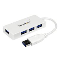 StarTech.com 4-poorts USB 3.0-hub met geïntegreerde kabel, 5 Gbps, draagbare SuperSpeed USB-hub, mini-USB 3-hub, wit (ST4300MINU3W)