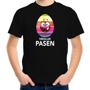 Pasen shirt zwart met vrolijk paasei voor kinderen XL (158-164)  -