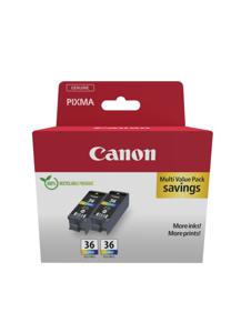 Canon Inktcartridge CLI-36 CL Twin Pack Origineel 2-pack Zwart, Cyaan, Magenta, Geel 1511B025