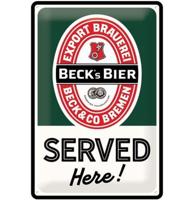 Beck's Bier Served Here Metalen Bord - 20 x 30 cm
