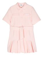 MSGM Kids robe plissée en laine à logo brodé - Rose