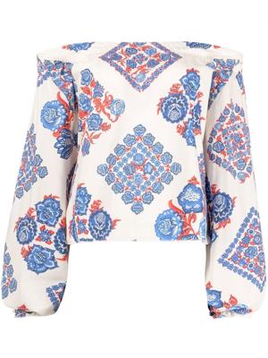 La DoubleJ haut crop à imprimé Boho - Blanc