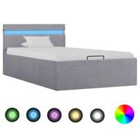 vidaXL Bedframe met opslag en LED stof lichtgrijs 100x200 cm