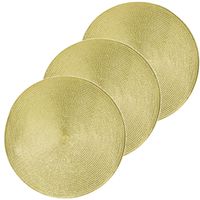 6x Ronde placemats glimmend goud 38 cm geweven/gevlochten    - - thumbnail