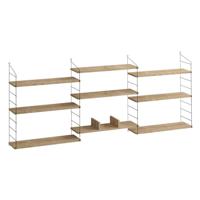 Calicosy Wandrek, hangend, 9 planken, eiken, laba, 216 cm, ruimtebesparend, van spaanplaat, melamine, voor woonkamer, 20 x 216 x 85 cm (l x b x h)