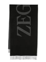 Zegna foulard en soie à logo en jacquard - Noir