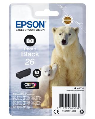 Epson Inktcartridge T2611, 26 Origineel Foto zwart C13T26114012
