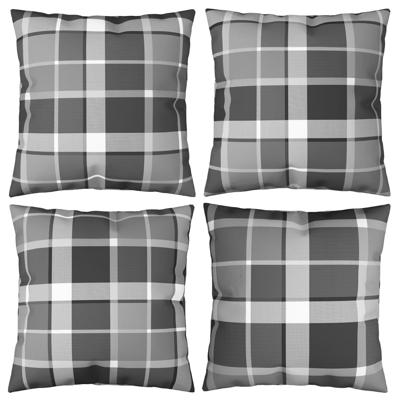vidaXL Sierkussens 4 st 50x50 cm stof grijs geruit
