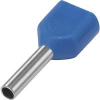 TRU-Components TE075-08LB kabeluiteinden, dubbel, 0,75 mm² x 8 mm, gedeeltelijk geïsoleerd, lichtblauw, 100 stuks