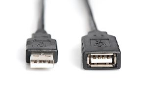 Digitus USB-kabel USB 2.0 USB-A bus, USB-A stekker 15.00 m Zwart Met USB, Met verlengkabel DA-73101