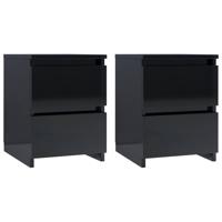 vidaXL Nachtkastjes 2 st 30x30x40 cm bewerkt hout hoogglans zwart