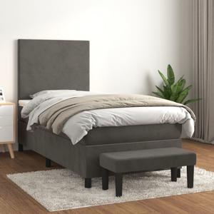 Boxspring met matras fluweel donkergrijs 100x200 cm SKU: V3137708