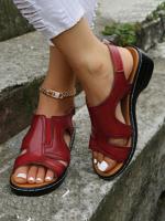 Synthetic Leather Casual Summer Slide Sandals - thumbnail