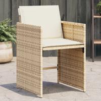 Tuinstoelen 4 st met kussens poly rattan beige - thumbnail