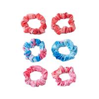 Sarlini velvet scrunchies - set van 6 roze/blauw