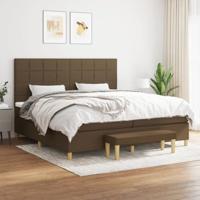 vidaXL Boxspring met matras stof donkerbruin 200x200 cm, pocketveringbed, slaapmeubel, boxspring bed, bed, boxspringbed, eenpersoonsbed