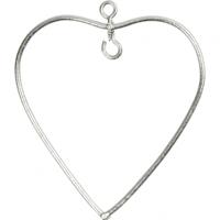 Creotime metalen Hart 6,5 cm zilver 6 stuks